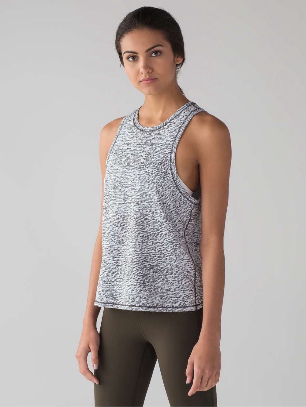 Lululemon Squad Goals Tank- Sheer Luon Pebble Jacquard White Black